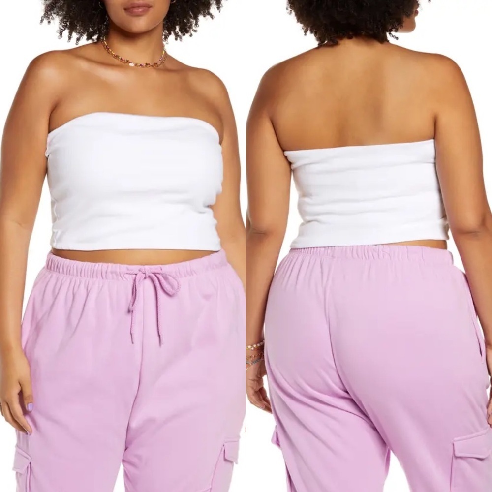 NEW Nordstrom 2021‎ White Tube Top Size 3X BP Layering Crop Square Neck Cropped